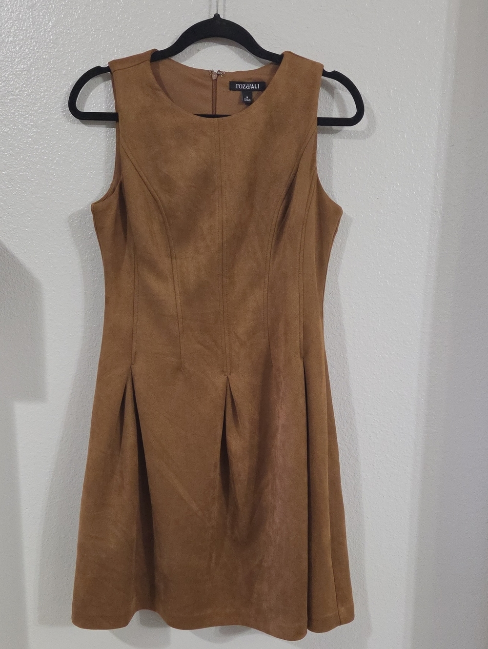 Roz & Ali Tan Sleeveless A-Line Dress